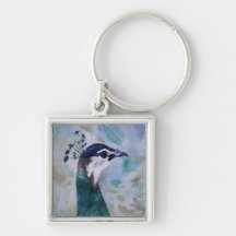 Peahen Portrait Keychain