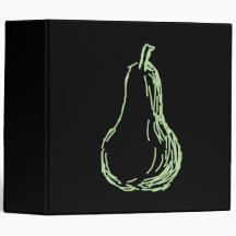 Pear Sketch. Line drawing in light green. Vinyl Binder