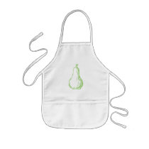 Pear Sketch. Line illustration in green. Aprons