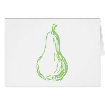 Pear Sketch. Line illustration in green. Greeting Cards