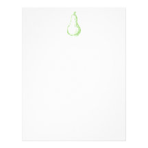 Pear Sketch. Line illustration in green. Customized Letterhead