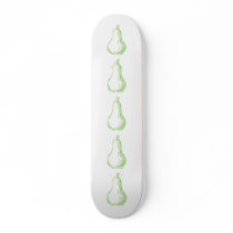Pear Sketch. Line illustration in green. Skateboards