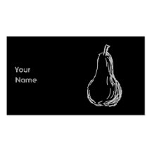 Pear Sketch. Line illustration in grey. Business Cards