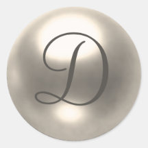 Pearl D monogram wedding seal Round Sticker