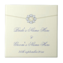 Pearl & Diamond Broach Ivory Wedding Memento Tile tiles