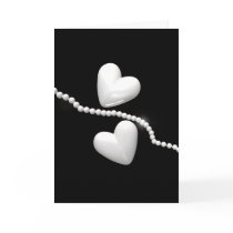 Pearl Hearts on Black Greeting Card