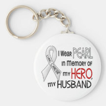 Pearl In Memory Of My Husband Lung Cancer Keychains