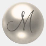 Pearl M monogram wedding seal Stickers