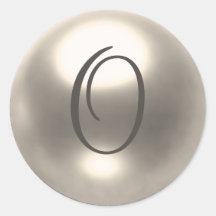 Pearl O monogram wedding seal Round Stickers