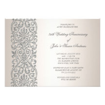 Pearl Silver Border 25th Anniversary Party Invitation