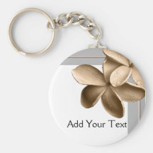 Pearled Grey and Champagne Gold Plumeria Keychain