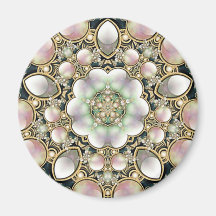 Pearls and Gold Kaleidoscope Magnet