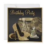 Pearls High Heel Shoes Black Gold Womans Birthday