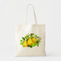 Pears and Flowers Tote Bags