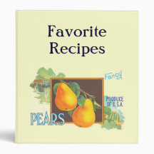 Pears Retro Custom Recipe Organizer Vinyl Binder
