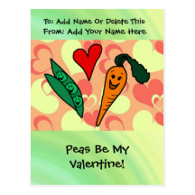 Peas Be My Valentine Postcards