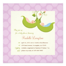 Peas in a Pod Twin Boy Girl Baby Shower Invitation
