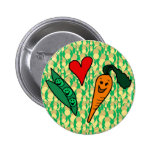 Peas Love Carrots, Cute Green and Orange Design Pinback Button
