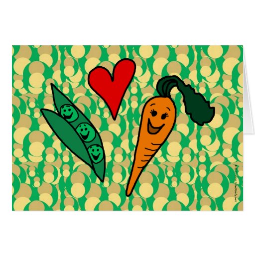 Peas Love Carrots, Cute Green and Orange Design Greeting Cards