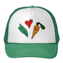 Peas Love Carrots, Cute Green and Orange Design Trucker Hats
