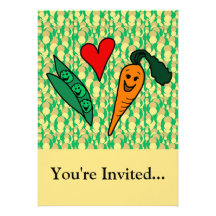 Peas Love Carrots, Cute Green and Orange Design Personalized Announcement