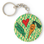 Peas Love Carrots, Cute Green and Orange Design keychains
