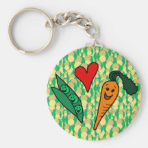 Peas Love Carrots, Cute Green and Orange Design Key Chains