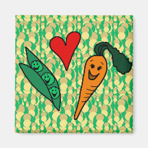 Peas Love Carrots, Cute Green and Orange Design Magnets