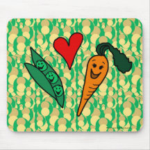 Peas Love Carrots, Cute Green and Orange Design Mouse Pad
