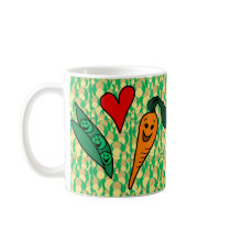 Peas Love Carrots, Cute Green and Orange Design Coffee Mugs