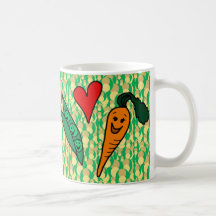 Peas Love Carrots, Cute Green and Orange Design Coffee Mugs