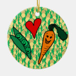 Peas Love Carrots, Cute Green and Orange Design ornaments