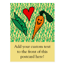Peas Love Carrots, Cute Green and Orange Design Post Cards