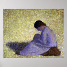 Peasant Woman Seated in the Grass by Seurat Posters
