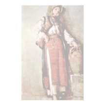 Peasant Woman With Jug By Grigorescu Nicolae Stationery Paper