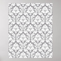 Pebble Grey Damask Pattern Poster