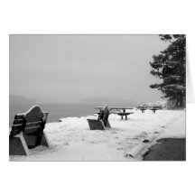 Pebbles Beach Winter Scene 3 Greeting Cards