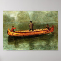 Pêche d'un canoë affiche