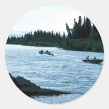Pêche et canotage sur la rivière de Kenai Autocollants Ronds