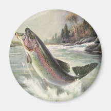 Pêche vintage de pêcheur de poissons de truite arc aimant pour réfrigérateur