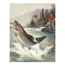 Pêche vintage de pêcheur de poissons de truite arc invitations