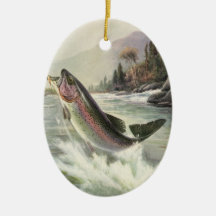 Pêche vintage de pêcheur de poissons de truite arc ornement