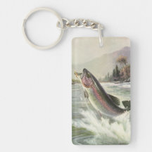 Pêche vintage de pêcheur de poissons de truite arc porte-clef