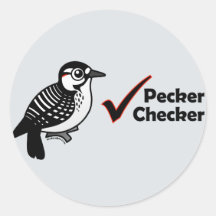 Pecker Chequered Round Stickers