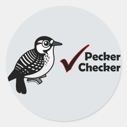 Pecker Chequered Round Stickers