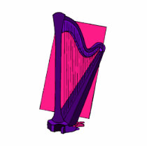 Pedal Harp Purple with Pink Background Acrylic Cut Outs