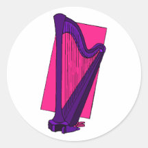 Pedal Harp Purple with Pink Background Sticker