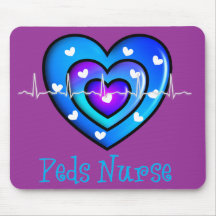 Pediatric Nurse Artsy Blue Heart Design Gifts Mousepads