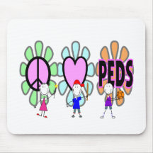 Pediatric Nurse "Peace-Love-Pediatrics" Gifts Mouse Pads