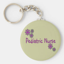 Pediatric Nurse Purple Flowers Keychains